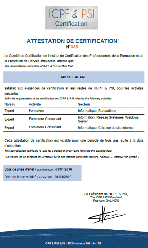 cartification qualite icpf-psi cabaré formation