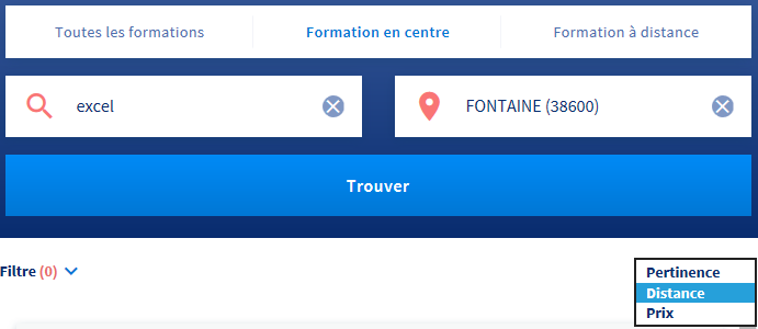 classement distance excel fontaine moncompteformation.gouv.fr